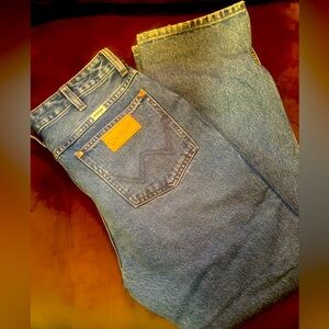 Wrangler Blue Straight crop jeans Classic Stonewashed